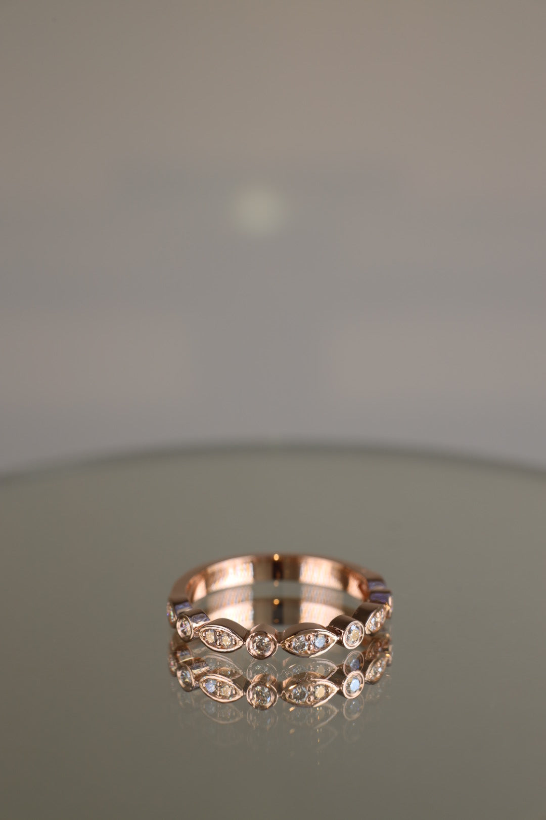 Rose gold art deco round brilliant diamond ring